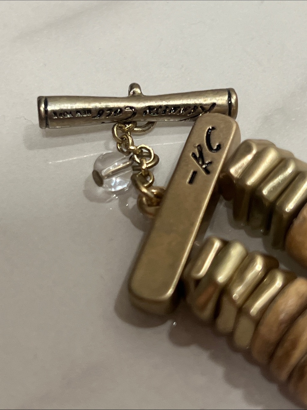 Kenneth Cole Beige and Olive Green Beaded Bracelet - Picture 5 of 5